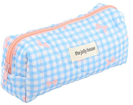 DEARBAG Estuche Bonito, Bolsa de Lápices, Estuche Acolchado Suave, Bolsa Bolígrafos Portátil con Abertura Ancha, para Artículos Papelería Cosméticos o Accesorios Viaje (Azul)