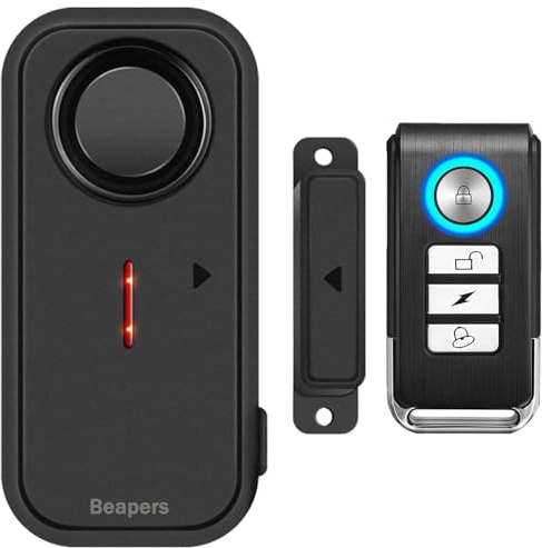 Personal Security Waterproof Door/Window Alarm - IP66 Waterproof with Remote Control, 113dB, Alarm/Doorbell Mode, Upgraded door gap spacing - Indoor/Outdoor Anti-Theft (1 Main Unit & 1 Remote Control)