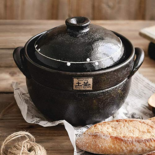 Marmite, marmite à Riz en Terre Cuite, cuiseur à Riz en Pierre Japonais, marmite à ragoût, marmite Chaude, cocotte en céramique avec Couvercle, marmite résistante à la Chaleur la Vapeur