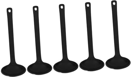 EPIGEIST Cucharas De Ramen y Sopa Tamaño Mediano, Material Resistente Negro, Diseño Ergonómico Para Uso Cocina y Restaurante, Juego De 5 Piezas Para Fideos y