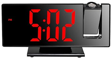 Sveglia con proiezione, orologio digitale a specchio da 7 pollici con proiettore a 180°, luminosità regolabile, porta di ricarica USB, funzione snooze, orologio da soffitto da comodino