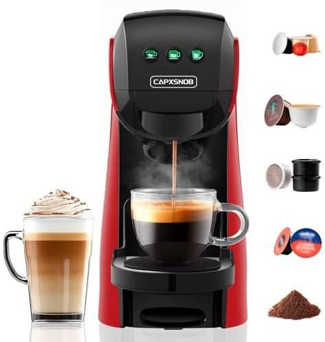 Warriors1 Cafetera Cápsula 5en1 para Dolce Gusto, Nespresso, Lavazza A Modo Mio, Espresso Point y Café Molido, 20bar, 0,8L, Automática y Compacta Máquina Multicapsula, Multibebida para Hogar y Oficina