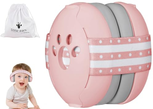 GUKOY Cuffie Antirumore per Neonati e Bambini Piccoli Fino a 36 Mesi, Protettori Acustici per Neonati, Migliora il Sonno in Viaggio, Previene i Danni Dell’udito, Rosa