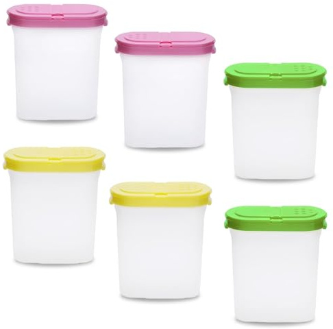 Generisch Gewürzboxen Set, 6 Stück Vorratsdosen, 250ml, Transparent, 3 Farben, Gewürzgläser mit Deckel für Gewürze Salz Zucker