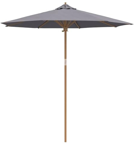 Solivagant Parasol de Jardin Gris foncé Ø 270 x 260 cm Bambou,(6 KG)