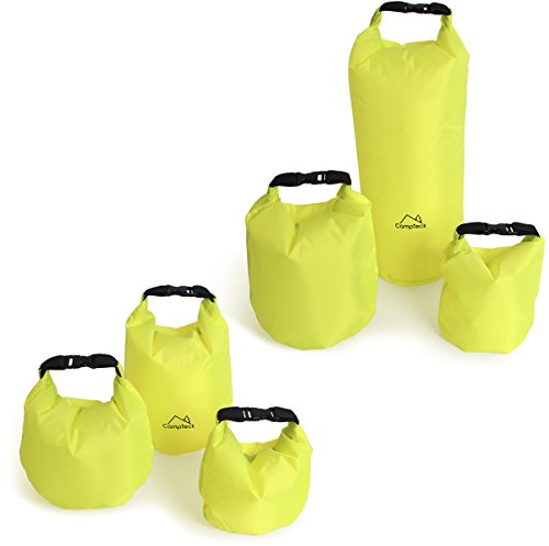 CampTeck 1.5L, 2.5L & 3.5L Dry Sack Water Resistant Storage Dry Bag for Camping, Rafting, Fishing, Canoeing, Boating, Kayaking, Snowboarding etc. – Neon Green