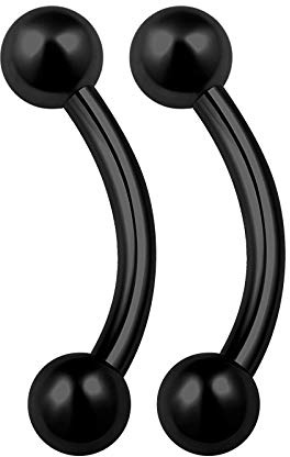 KJM FASHION 2 Stk Eloxiert Schwarz Bananenstecker 1,6 mm 14 g 10 mm 3/8 4mm Kugeln Nose Lip Cartilage Helix Ohrringe Tragus Piercing Schmuck 2891