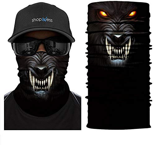 ShopINess Unisex Schlauchschal Halswärmer Neckwarmer Multifunktions schlauchtuch für Motorrad Bikes Sport Festival Halloween Karneval - Wild Wolf