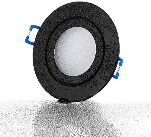 lambado® LED Spots für Badezimmer IP44 in Schwarz - Moderne Deckenstrahler/Einbaustrahler für Außen inkl. 230V 5W GU10 Strahler warmweiß - Hell & Sparsam