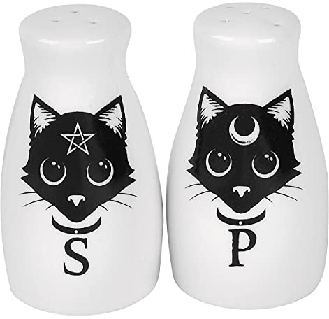 Alchemy Gothic Salz und Pfefferstreuer Cats Weiß/Schwarz