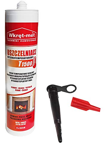 Dichtmasse 1500°C 310ml Hitzebeständige Temperaturbeständigkeit Silikon Ofenrohr, Backofen Kleber Hitzebeständig Feuerfest Schwarz Hochtemperatur Kamin-Dicht Räucherkammern Hohe Temperatur Dichtstoff