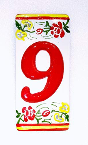 Türschild aus Keramik, Motiv rote Blumen