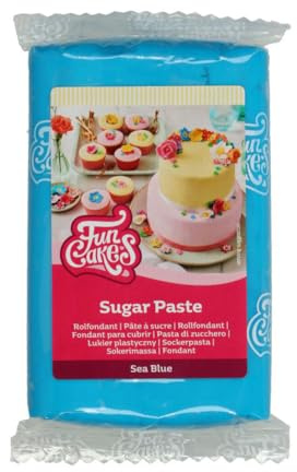 FunCakes Pasta di Zucchero Sea Blue: facile da usare, liscia, flessibile, morbida e pieghevole, perfetta per decorare torte, halal, kosher e senza glutine. 250 gr