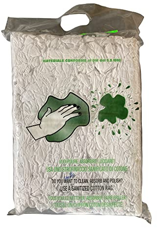 EDIS Clean Stracci Bianchi per Pulizia 100% Cotone Sanificato Confezione da 3,5kg | Pezzame Bianco