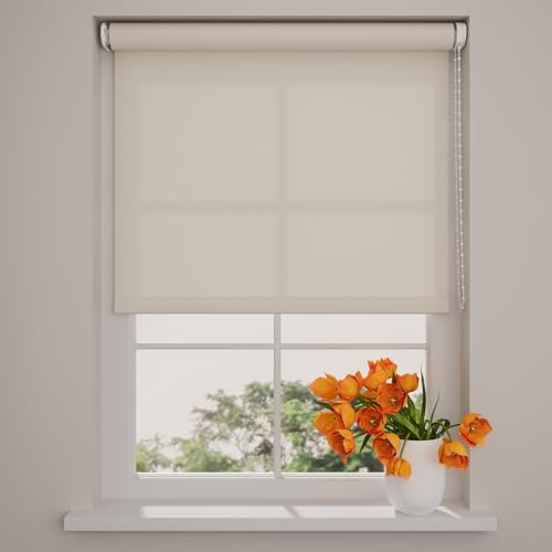 Radeco® Lichtdurchlässiges Rollo 60 x 190 cm Sand - Größen von 40 bis 240 Breite, Ohne Bohren Möglich, Wandmontage, Für Fenster Innen
