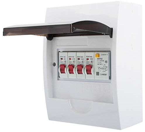Säkringsbox, 3-vägs säkringsbox för 63A 30mA RCD+3MCB(6A+16A+32A) strömförsörjning konsumentenhet 230/400V