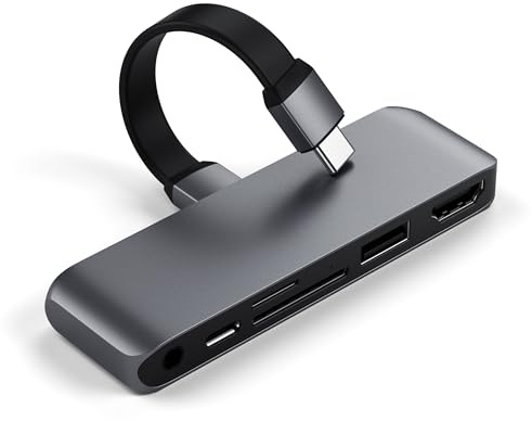 SATECHI 3-in-1 USB-C Hub, 100W PD Ladefunktion, 10-Gbit/s Datenanschluss, 4K mit 60Hz Videoausgang & 3,5mm Audioanschluss – Tragbarer Adapter für iPhone, iPad, Switch & mehr