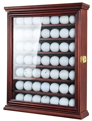 Golfball-Vitrine mit 7 Ablagen aus massivem Kiefernholz mit UV-Schutz und abschließbarer Glastür zum Organisieren und Präsentieren von Golf-Erinnerungsstücken