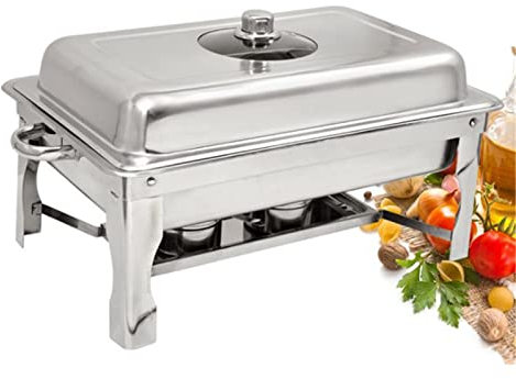 Samnuerly Chafing Food Warmer Chafing Dish Küche Restaurant Catering Gerät Maschine Chafing Dish Edelstahl Chafer Bequem und Praktisch (Color : Silver, Size : 63x36x33cm)
