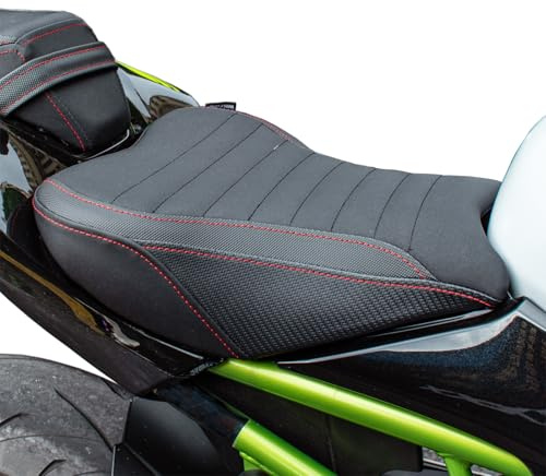 Funda para asiento de motocicleta asiento de pasajero alivio de presión de aire almohadilla de piel para pasajero compatible con K-awasaki Z900 Z 900 2017-2023 2018 2019 2020 2021 2022 (Frontal-Negro)