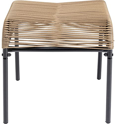 Kare Design Hocker Acapulco, Natur, Indoor und Outdoor Sitzhocker im Retro-Design, Fußhocker, Gartenstuhl für Balkon, Garten, Terrasse, Schwarzes Stahlgestell, 40x40x42 cm (H/B/T)