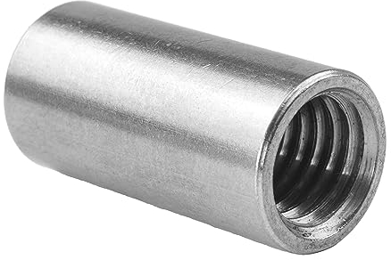 Techtanium Gewindemuffen M8 x 50 mm Rund aus Edelstahl A2 (5 Stück) | Versch. Größen & Verpackungseinheiten verfügbar | Verbindungsmuttern | Verbindungsmuffen | Distanzmuffen