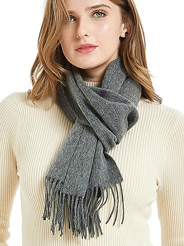 Novawo Weiche und warme Wollschals für Damen und Herren für den Winter, grau, One size
