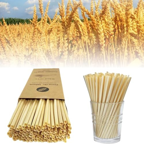Cannucce compostabili da100 cannucce biodegradabili ecologiche, 20 cm (calibro 4 mm) prive di plastica, robuste cannucce per frullati per casa, ristorante, feste in spiaggia