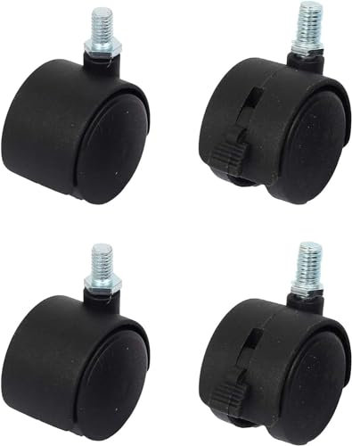 Kippen 1616X2 – Set mit 4 Lenkrollen à 40 mm mit Gewindestift M10 (2 mit Bremse + 2 ohne Bremse)