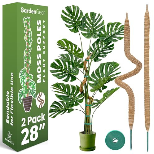 Monstera-Pflanzenstütze für Zimmerpflanzen, 2 Stück, 71,1 cm, biegbar, Moosstange, Rankgitter für Topfkletterer, Stammstützzubehör für Kletterpflanzen, Zubehör für Kletterpflanzen