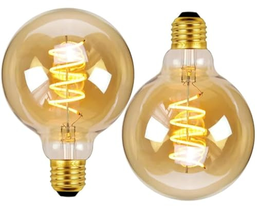 Gokoly LED E27 Vintage Filament Light Bulb - Edison Large Screw Globe Spiral Decorative Old Fashioned Bulb, 4W (40W Equivalent), Warm White 2200K, Pack of 2