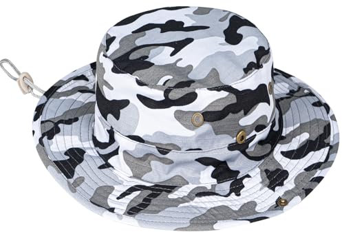 ZOORON Sonnenhüte für Herren und Damen, Boonie-Hut, faltbar, Fischerhut, LSF 50+, Fischerhut zum Angeln, Wandern, Garten, Safari, Strand, 1 Packung, Grau, 1 Camouflage, Einheitsgr��e