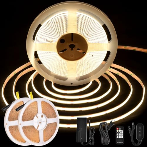 BERIXDEEP 20m COB LED Streifen, 384 LEDs/m, 24V, Neutralweiß, 4000K | 2x10m LED Strip Dimmbar für Indirekte Beleuchtung, Schlazimmer, Wohnzimmer, CRI 92, 95lm/w, Durchgehendes licht