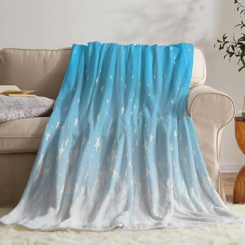 Kuscheldecke Flauschig Stern 3D Decke 100x135 Blau Wohndecke Stern Weich und Warme Flanell Fleecedecke für Sofadecke Couchdecke Tagesdecke 2955m