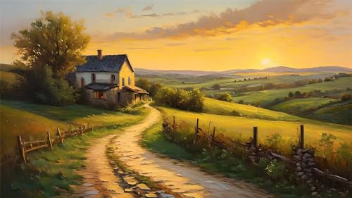 Diamond Painting Sonnenuntergang Diamant Painting Bilder Bauernhof Diamond Painting Erwachsene Diamond Painting Zubehör DIY Diamant Kunst Malerei Stickerei Set Kreuzstich Bilder Home Wanddeko 160x90cm