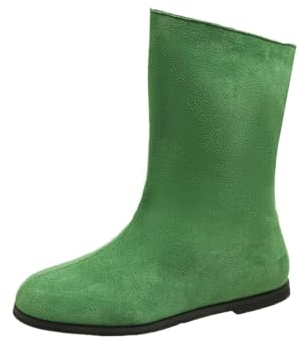 Dammode enfärgade sand mitten av vaden stövlar PU platt klack korta stövlar klack kort klack mitten av vaden stövlar 10, gRÖN, 40 EU