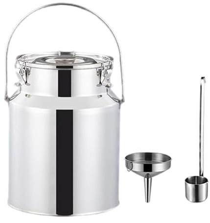 Yiustldd Small Capacity Stainless Steel Milk Can with Faucet, Long Handle Cup, Funnel/Fermentation Wine Pail Milk Bucket for Liquid and Solid Storage/Transporting,3L