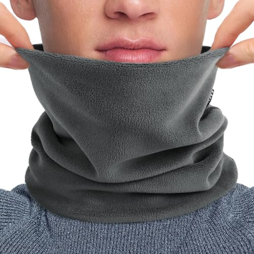 Figarge Halsduk, unisex, loop, tubhalsduk, halsvärmare för män för vintern, med fleece och foder, mjuk och varm, för skidåkning och cykling, vindtät halsvärmare för män och kvinnor, GRÅ, one size
