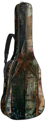 Eslifey Tasche für Akustikgitarre, Vintage-Stern auf rustikaler Holzplanke, verstellbarer Schultergurt, Gitarrenkoffer, Gigbag 101,6 cm, 104,7 cm, 106,7, mehrfarbig, 42.9x16.9x4.7 in,