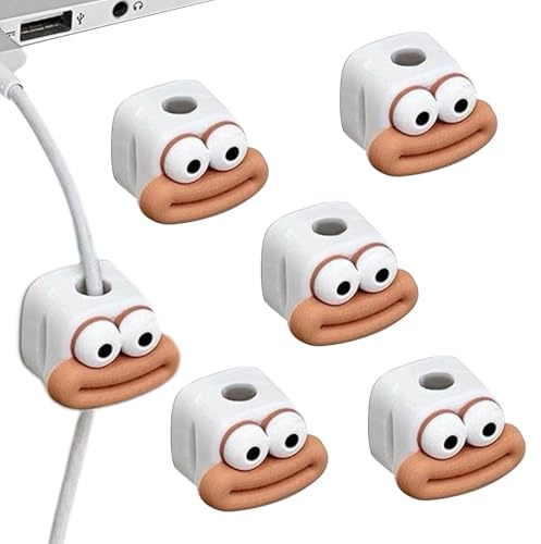 Funny Magnetic Cable Holders - Cute Cable Clip For Desk | 6 Pieces Cartoon Mouth Design Cord Holder Stick | Desk Wire Holder | Space Saving Funny Cable Management Clip
