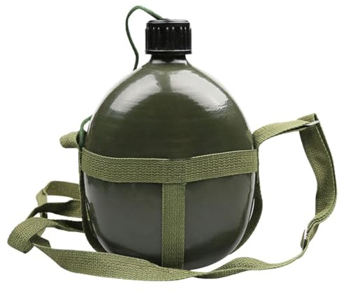 Borraccia militare – Bollitore da campeggio │ Bollitore per acqua militare │ Bollitore portatile da 1,5 l per escursionismo, viaggi e sopravvivenza│ Leggero, in alluminio con cinturino antiscivolo e