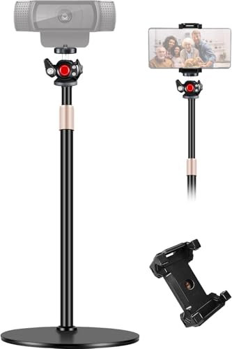Borenbuir Supporto per webcam da scrivania, supporto da tavolo per Logitech C920 C922 BRIO, treppiede da tavolo con testa a sfera ruotabile a 360° per lo streaming in diretta con filettatura da 1/4”