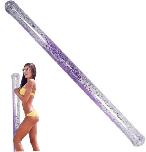 Foam Noodles, Pool Noodles, 58 Inch Safe PVC Portable Smooth Inflatable Glitter Pool Noodle for Swimming, Beach, Floating, Party, Purple