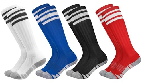 Utensilsto 4 Paar Kinder Fußball Stutzen Fußballsocken 28-32 Fußball Fussball Socken Sportsocken Trainingssocken für Jungen Mädchen