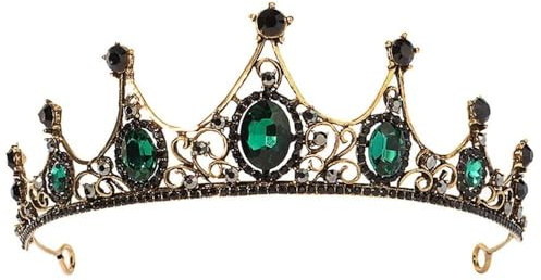 Ziranee Couronne Baroque Vert,Diadème en Cristal Gothique Diadème de Mariage Diadème en Strass Bijoux de Tête de Mariée Banquet et Fête d'anniversaire