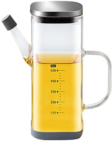 Generico Erogatore per Olio d'Oliva in Bottiglia - A Prova Di Perdita 550ml Serbatoio Olio Grassi,Oliera Erogatore di Precisione Riutilizzabile Accessori Cucina per Casa Esterno Bar Griglia Campeggio