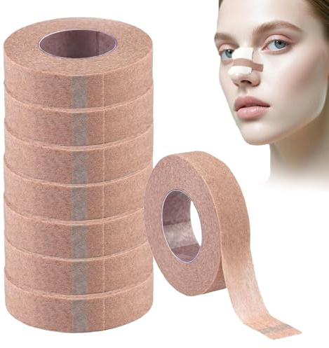 Micropore Tape,8 Rollen Micropore Chirurgisches Klebeband,Nasentape,Nose Tape, Micropore Tape,Nasen Tape,Tape Hautfarben,Klebeband Wimpernverlängerung für Wundverletzungen Schwellungen Sport