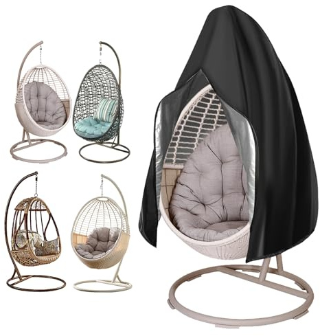 Rzspher Hängesessel Abdeckung Outdoor,210D Oxford-Stoff Abdeckplane,190 x 115cm mit Reißverschluss Kordelzug,Wasserdicht UV-Anti Winterfest Schutzhülle Gartenmöbel für Hängestuhl Egg Swing Chair