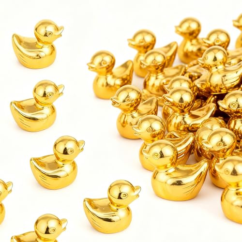 LuxDuo Shiny Mini Golden Duck,Statue Golden Duck,Home Decor Animal Sculptures and Statues,Dollhouse Cake Decoration Potted Plants,DIY Craft Charms for Party Gift (50)
