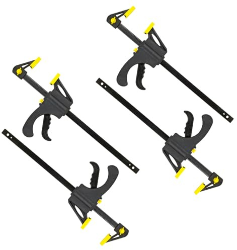 Taylor & Brown 4 Pcs Quick Grip Clamps, 12 Inch Quick Release Clamp, 450mm F Wood Clamps, Ratchet Bar Woodworking Clamp for Manual Work DIY Handmade Craft Woodwork 75kg